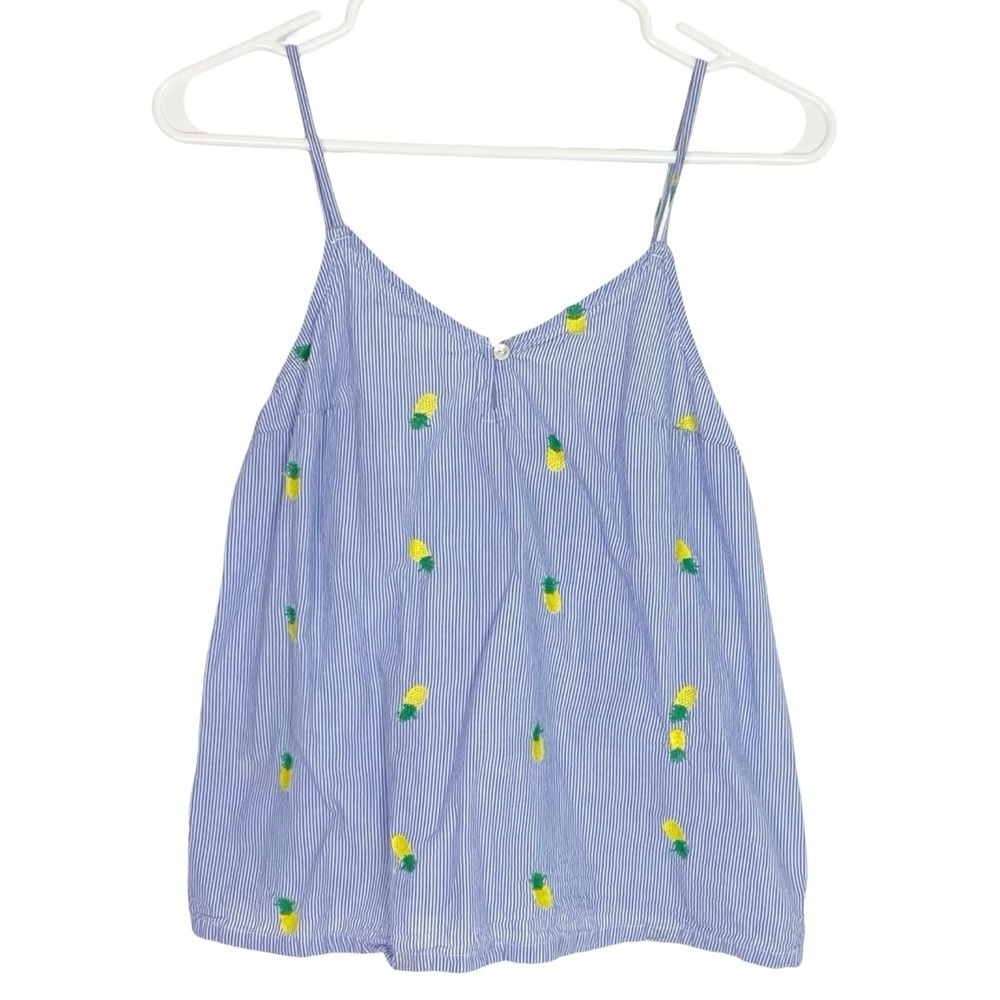 Tabitha Webb Pineapple Tank Top Womens Size XS Sleepwear Blue Striped Cotton